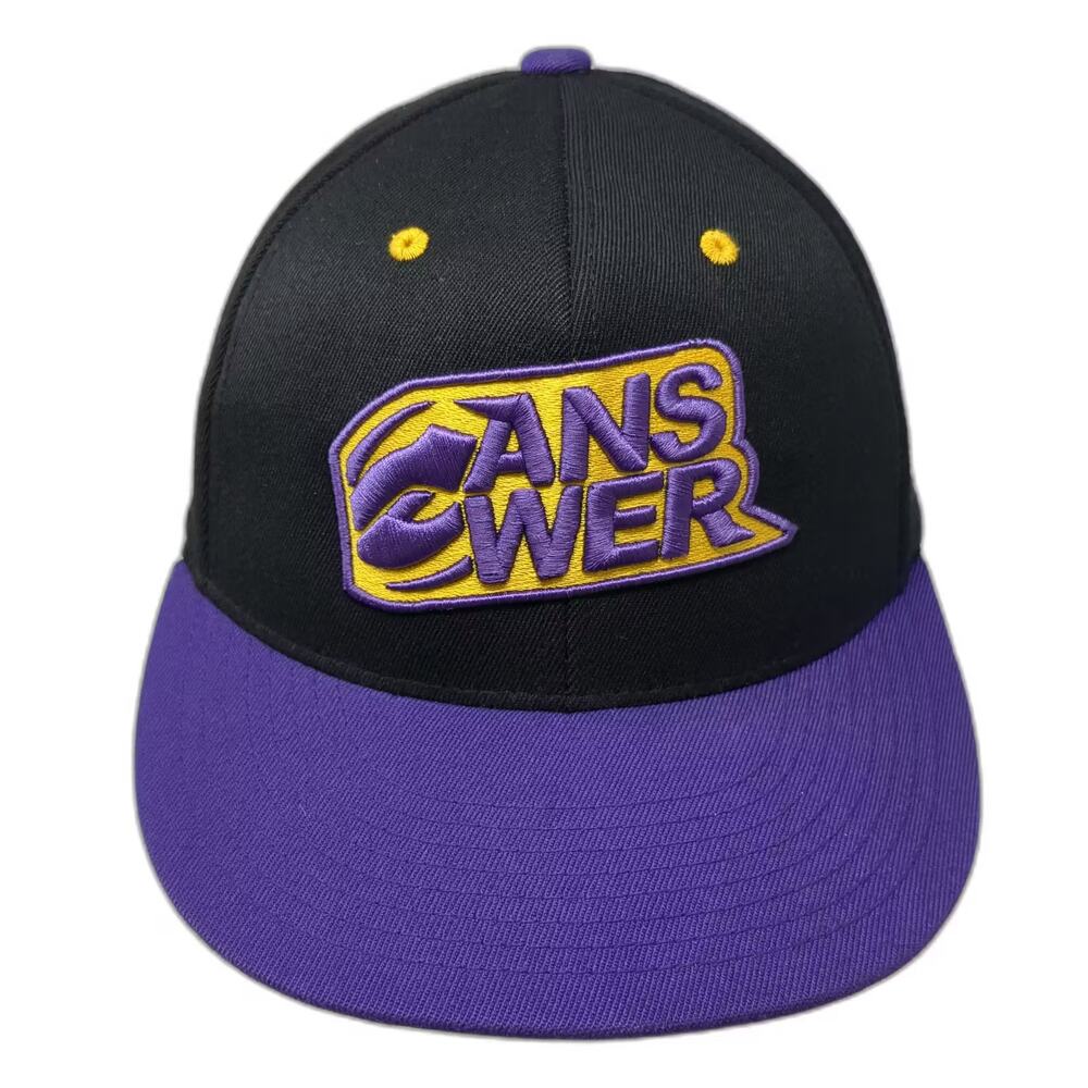 Answer Baseball Cap Black Purple Fitted M Flat Brim Embroidered MX Racing Hat